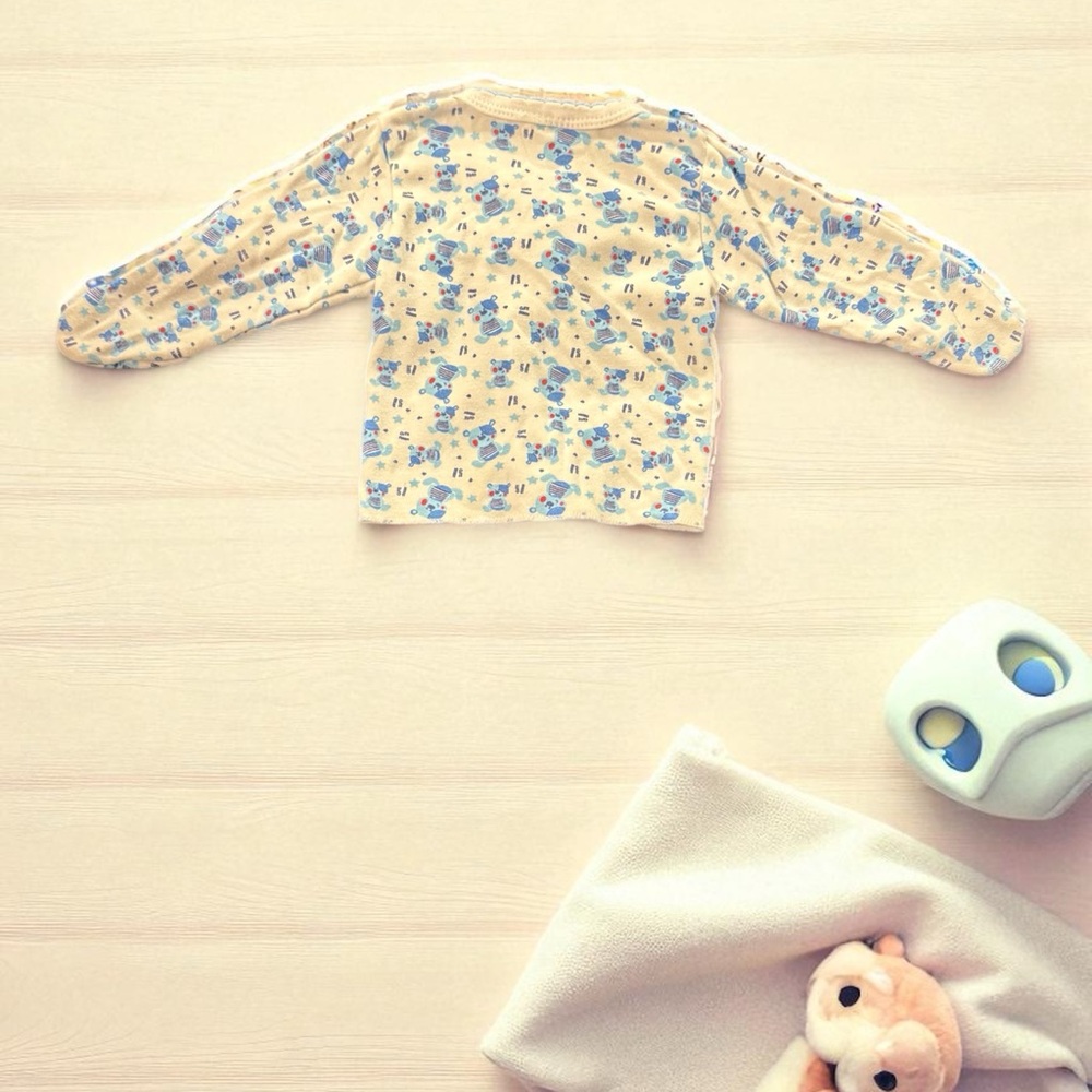 Charming Kids Long Sleeve Top - Cream with Blue Accents
